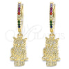 Argolla Huggie 02.63.2668.3.20 Oro Laminado, Diseño de Búho, con Multicolor Zirconia Cubica, Pulido, Tono Dorado