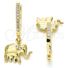 Argolla Huggie 02.63.2669.20 Oro Laminado, Diseño de Elefante, con Blanca Zirconia Cubica, Pulido, Tono Dorado