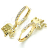Argolla Huggie 02.63.2669.20 Oro Laminado, Diseño de Elefante, con Blanca Zirconia Cubica, Pulido, Tono Dorado