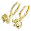 Argolla Huggie 02.63.2669.20 Oro Laminado, Diseño de Elefante, con Blanca Zirconia Cubica, Pulido, Tono Dorado