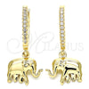 Argolla Huggie 02.63.2669.20 Oro Laminado, Diseño de Elefante, con Blanca Zirconia Cubica, Pulido, Tono Dorado