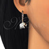 Argolla Huggie 02.63.2669.1.20 Oro Laminado, Diseño de Elefante, con Granate Zirconia Cubica and Blanca Cristal, Pulido, Tono Dorado