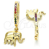 Argolla Huggie 02.63.2669.3.20 Oro Laminado, Diseño de Elefante, con Multicolor Zirconia Cubica, Pulido, Tono Dorado