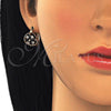 Argolla Huggie 02.316.0042.15 Oro Laminado, Diseño de Flor, con Negro and Blanca Zirconia Cubica, Pulido, Tono Dorado