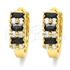 Argolla Huggie 02.316.0046.15 Oro Laminado, con Negro and Blanca Zirconia Cubica, Pulido, Tono Dorado