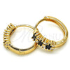 Argolla Huggie 02.316.0046.15 Oro Laminado, con Negro and Blanca Zirconia Cubica, Pulido, Tono Dorado