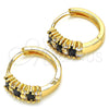 Argolla Huggie 02.316.0046.15 Oro Laminado, con Negro and Blanca Zirconia Cubica, Pulido, Tono Dorado