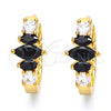 Argolla Huggie 02.316.0048.15 Oro Laminado, con Negro and Blanca Zirconia Cubica, Pulido, Tono Dorado