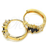 Argolla Huggie 02.316.0048.15 Oro Laminado, con Negro and Blanca Zirconia Cubica, Pulido, Tono Dorado