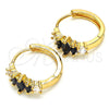 Argolla Huggie 02.316.0048.15 Oro Laminado, con Negro and Blanca Zirconia Cubica, Pulido, Tono Dorado