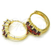 Argolla Huggie 02.316.0052.15 Oro Laminado, con Granate Zirconia Cubica, Pulido, Tono Dorado