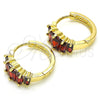 Argolla Huggie 02.316.0052.15 Oro Laminado, con Granate Zirconia Cubica, Pulido, Tono Dorado