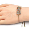 Pulsera Bolo Ajustable 03.316.0020.1.10 Oro Laminado, Diseño de Niñita Pequeña y Niñito Pequeño, con Multicolor Zirconia Cubica, Pulido, Tono Dorado (01 MM Thickness, 10 Inches Length)