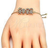 Pulsera Bolo Ajustable 03.316.0020.1.10 Oro Laminado, Diseño de Niñita Pequeña y Niñito Pequeño, con Multicolor Zirconia Cubica, Pulido, Tono Dorado (01 MM Thickness, 10 Inches Length)