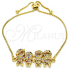 Pulsera Bolo Ajustable 03.316.0020.1.10 Oro Laminado, Diseño de Niñita Pequeña y Niñito Pequeño, con Multicolor Zirconia Cubica, Pulido, Tono Dorado (01 MM Thickness, 10 Inches Length)
