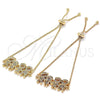 Pulsera Bolo Ajustable 03.316.0020.1.10 Oro Laminado, Diseño de Niñita Pequeña y Niñito Pequeño, con Multicolor Zirconia Cubica, Pulido, Tono Dorado (01 MM Thickness, 10 Inches Length)