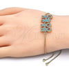 Pulsera Bolo Ajustable 03.316.0020.2.10 Oro Laminado, Diseño de Niñito Pequeño y Niñita Pequeña, con Turquoise Zirconia Cubica, Pulido, Tono Dorado (01 MM Thickness, 10 Inches Length)