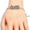 Pulsera Bolo Ajustable 03.316.0020.2.10 Oro Laminado, Diseño de Niñito Pequeño y Niñita Pequeña, con Turquoise Zirconia Cubica, Pulido, Tono Dorado (01 MM Thickness, 10 Inches Length)
