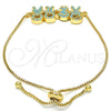 Pulsera Bolo Ajustable 03.316.0020.2.10 Oro Laminado, Diseño de Niñito Pequeño y Niñita Pequeña, con Turquoise Zirconia Cubica, Pulido, Tono Dorado (01 MM Thickness, 10 Inches Length)
