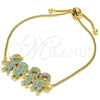 Pulsera Bolo Ajustable 03.316.0020.2.10 Oro Laminado, Diseño de Niñito Pequeño y Niñita Pequeña, con Turquoise Zirconia Cubica, Pulido, Tono Dorado (01 MM Thickness, 10 Inches Length)