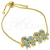 Pulsera Bolo Ajustable 03.316.0020.2.10 Oro Laminado, Diseño de Niñito Pequeño y Niñita Pequeña, con Turquoise Zirconia Cubica, Pulido, Tono Dorado (01 MM Thickness, 10 Inches Length)