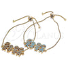 Pulsera Bolo Ajustable 03.316.0020.2.10 Oro Laminado, Diseño de Niñito Pequeño y Niñita Pequeña, con Turquoise Zirconia Cubica, Pulido, Tono Dorado (01 MM Thickness, 10 Inches Length)
