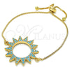Pulsera Bolo Ajustable 03.316.0026.1.10 Oro Laminado, con Turquoise Zirconia Cubica, Pulido, Tono Dorado (01 MM Thickness, 10 Inches Length)