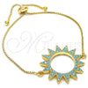 Pulsera Bolo Ajustable 03.316.0026.1.10 Oro Laminado, con Turquoise Zirconia Cubica, Pulido, Tono Dorado (01 MM Thickness, 10 Inches Length)