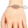 Pulsera Bolo Ajustable 03.316.0027.10 Oro Laminado, Diseño de Labios, con Multicolor Zirconia Cubica, Pulido, Tono Dorado (01 MM Thickness, 10 Inches Length)