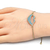 Pulsera Bolo Ajustable 03.316.0027.1.10 Oro Laminado, Diseño de Labios, con Turquoise Zirconia Cubica, Pulido, Tono Dorado (01 MM Thickness, 10 Inches Length)