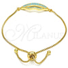 Pulsera Bolo Ajustable 03.316.0027.1.10 Oro Laminado, Diseño de Labios, con Turquoise Zirconia Cubica, Pulido, Tono Dorado (01 MM Thickness, 10 Inches Length)