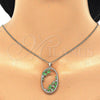Collares con Dije 04.156.0184.20 Oro Laminado, Diseño de Gota, con Verde Zirconia Cubica and Blanca Cristal, Pulido, Tono Dorado (02 MM Thickness, 20 Inches Length)