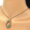 Collares con Dije 04.156.0184.20 Oro Laminado, Diseño de Gota, con Verde Zirconia Cubica and Blanca Cristal, Pulido, Tono Dorado (02 MM Thickness, 20 Inches Length)