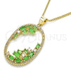 Collares con Dije 04.156.0184.20 Oro Laminado, Diseño de Gota, con Verde Zirconia Cubica and Blanca Cristal, Pulido, Tono Dorado (02 MM Thickness, 20 Inches Length)
