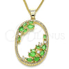 Collares con Dije 04.156.0184.20 Oro Laminado, Diseño de Gota, con Verde Zirconia Cubica and Blanca Cristal, Pulido, Tono Dorado (02 MM Thickness, 20 Inches Length)