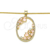 Collares con Dije 04.156.0184.1.20 Oro Laminado, Diseño de Gota, con Rose Water Opal Zirconia Cubica and Blanca Cristal, Pulido, Tono Dorado (02 MM Thickness, 20 Inches Length)
