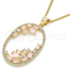 Collares con Dije 04.156.0184.1.20 Oro Laminado, Diseño de Gota, con Rose Water Opal Zirconia Cubica and Blanca Cristal, Pulido, Tono Dorado (02 MM Thickness, 20 Inches Length)