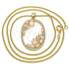 Collares con Dije 04.156.0184.1.20 Oro Laminado, Diseño de Gota, con Rose Water Opal Zirconia Cubica and Blanca Cristal, Pulido, Tono Dorado (02 MM Thickness, 20 Inches Length)
