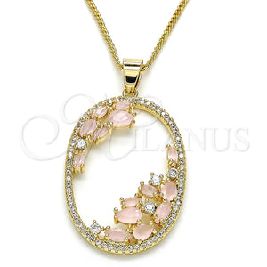 Collares con Dije 04.156.0184.1.20 Oro Laminado, Diseño de Gota, con Rose Water Opal Zirconia Cubica and Blanca Cristal, Pulido, Tono Dorado (02 MM Thickness, 20 Inches Length)