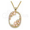 Collares con Dije 04.156.0184.1.20 Oro Laminado, Diseño de Gota, con Zirconia Cubica Rose Water Opal y Cristal Blanca, Pulido, Tono Dorado (Grosor 02 MM, 20 Pulgadas de Largo)