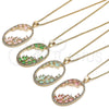 Collares con Dije 04.156.0184.1.20 Oro Laminado, Diseño de Gota, con Rose Water Opal Zirconia Cubica and Blanca Cristal, Pulido, Tono Dorado (02 MM Thickness, 20 Inches Length)
