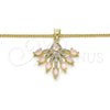 Collares con Dije 04.156.0185.20 Oro Laminado, Diseño de Gota, con Rose Water Opal and Blanca Zirconia Cubica, Pulido, Tono Dorado (02 MM Thickness, 20 Inches Length)