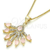 Collares con Dije 04.156.0185.20 Oro Laminado, Diseño de Gota, con Rose Water Opal and Blanca Zirconia Cubica, Pulido, Tono Dorado (02 MM Thickness, 20 Inches Length)