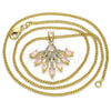 Collares con Dije 04.156.0185.20 Oro Laminado, Diseño de Gota, con Rose Water Opal and Blanca Zirconia Cubica, Pulido, Tono Dorado (02 MM Thickness, 20 Inches Length)