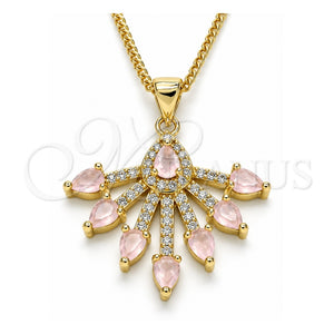 Collares con Dije 04.156.0185.20 Oro Laminado, Diseño de Gota, con Zirconia Cubica Rose Water Opal y Blanca, Pulido, Tono Dorado (Grosor 02 MM, 20 Pulgadas de Largo)