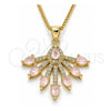 Collares con Dije 04.156.0185.20 Oro Laminado, Diseño de Gota, con Zirconia Cubica Rose Water Opal y Blanca, Pulido, Tono Dorado (Grosor 02 MM, 20 Pulgadas de Largo)
