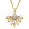 Collares con Dije 04.156.0185.20 Oro Laminado, Diseño de Gota, con Rose Water Opal and Blanca Zirconia Cubica, Pulido, Tono Dorado (02 MM Thickness, 20 Inches Length)