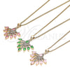 Collares con Dije 04.156.0185.20 Oro Laminado, Diseño de Gota, con Rose Water Opal and Blanca Zirconia Cubica, Pulido, Tono Dorado (02 MM Thickness, 20 Inches Length)