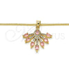 Collares con Dije 04.156.0185.2.20 Oro Laminado, Diseño de Gota, con Rosa and Blanca Zirconia Cubica, Pulido, Tono Dorado (02 MM Thickness, 20 Inches Length)