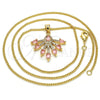 Collares con Dije 04.156.0185.2.20 Oro Laminado, Diseño de Gota, con Rosa and Blanca Zirconia Cubica, Pulido, Tono Dorado (02 MM Thickness, 20 Inches Length)